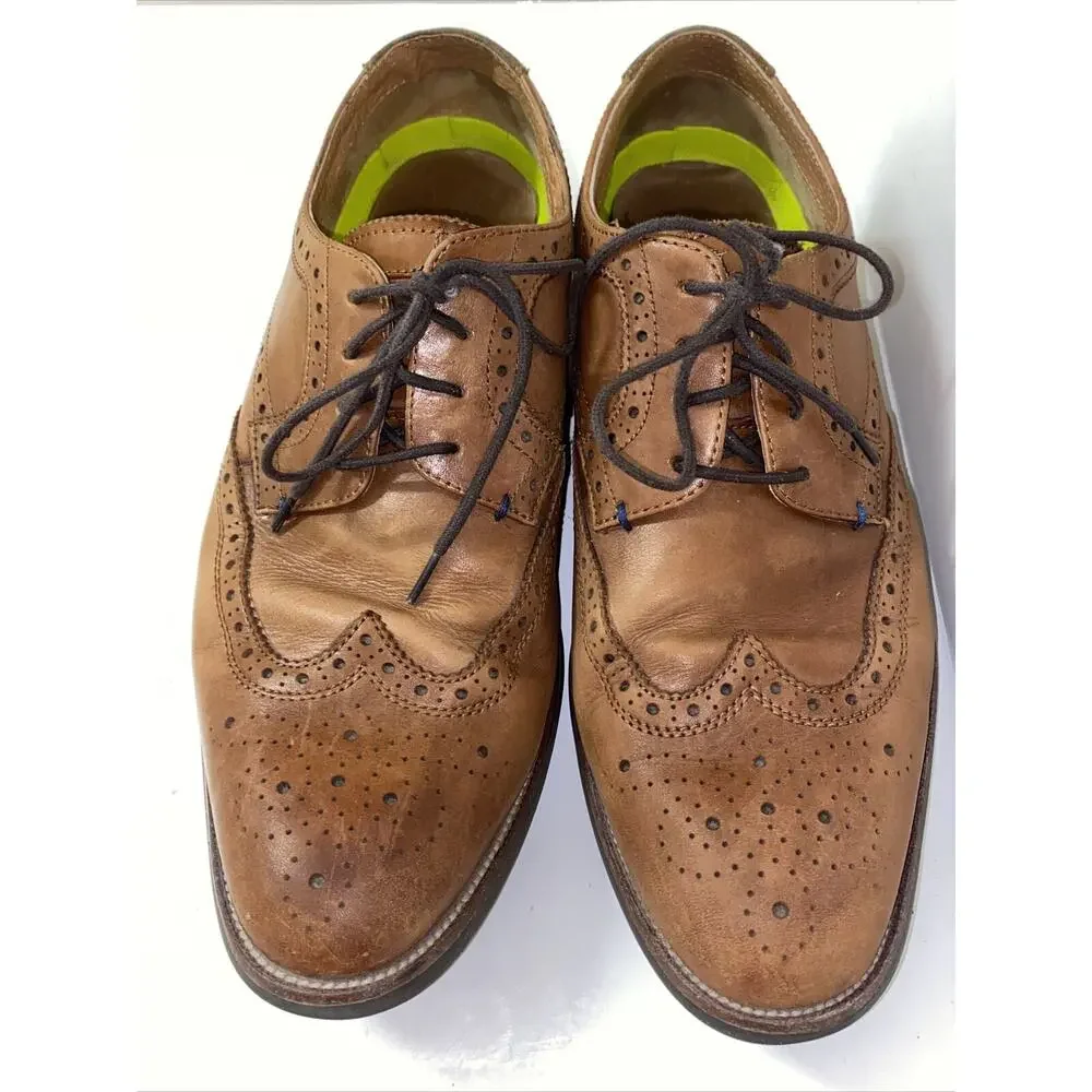 Florsheim Rucci Wingtip Oxford Classic Dress Shoes Cognac Leather 11937-221 Sz 9